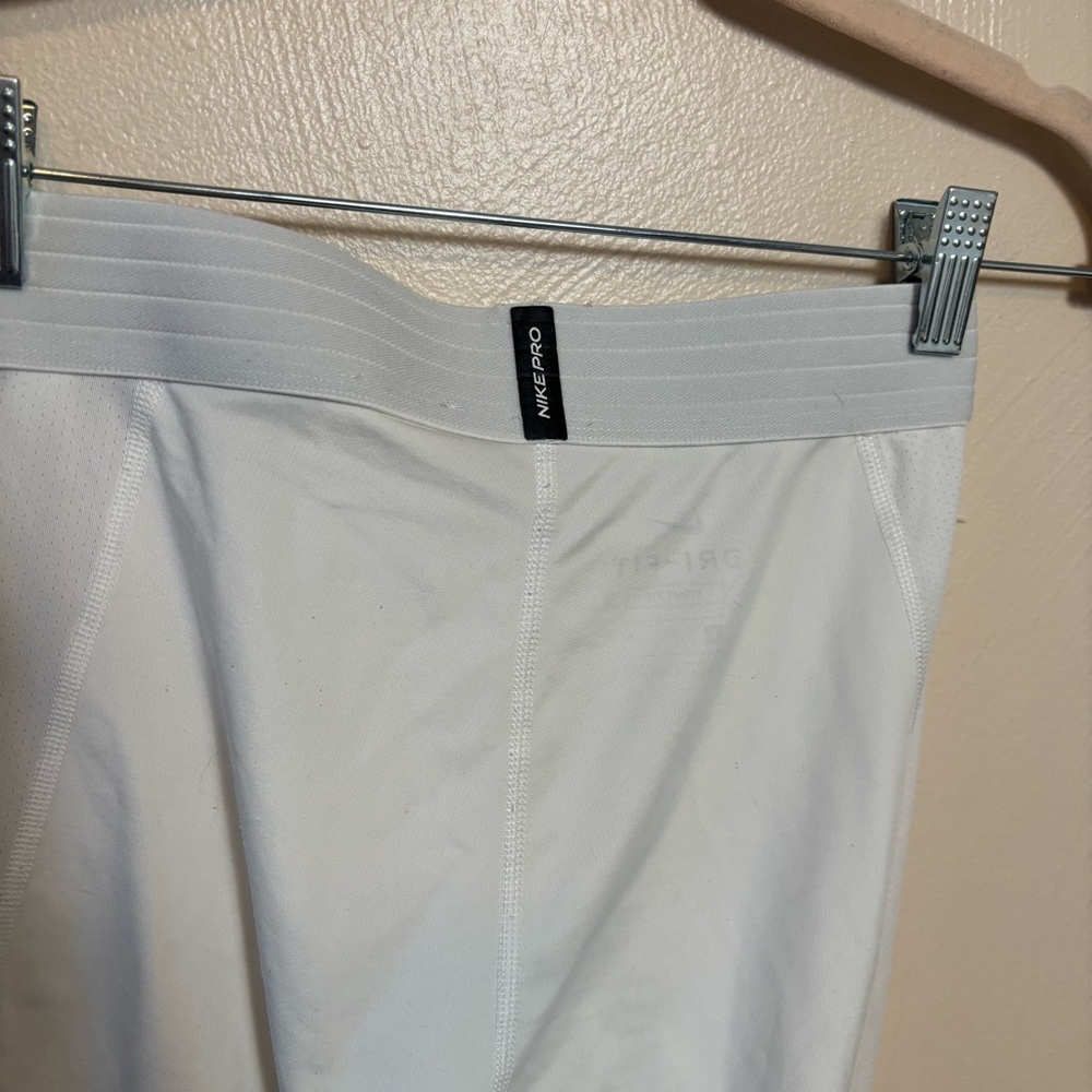 Nike Pro Mens Leggings Dri Fit Tight Fit Athletic Layer White Size Small - Picture 3 of 6